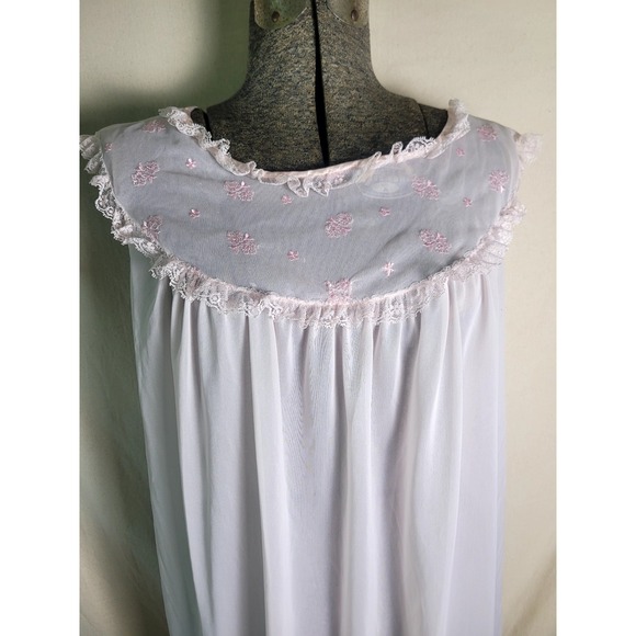 Vintage 50s 60s Nightgown And Bed Coat Robe Set Lingerie Peignoir M/L USA Pink - Picture 3 of 15